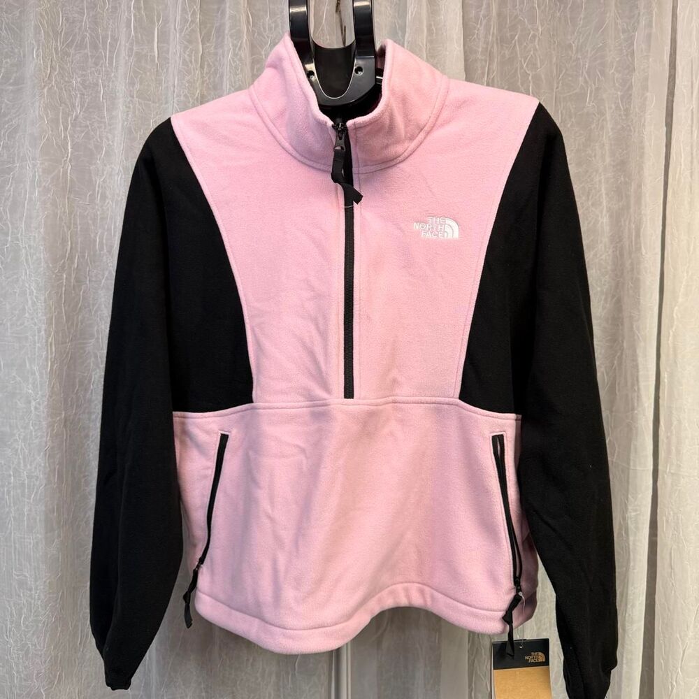 The North Face Women’s Attitude 1/4 Zip Fleece Cameo Pink Black XL NWT